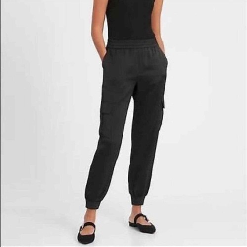 Banana Republic Satin Cargo Jogger Pants Women's XXS Petite Black | eBay