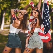 50 Patriotic Temporary Tattoos 4th of July Sleeves, Flags, Independence Day,