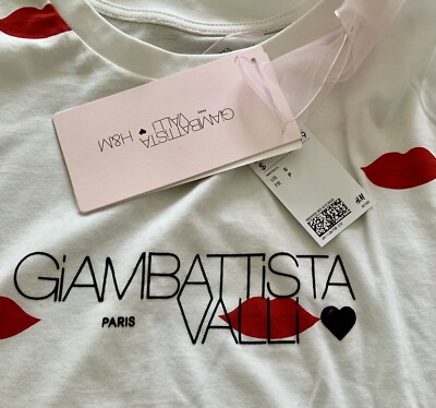 NEW GIAMBATTISTA VALLI H&M DESIGNER T SHIRT TOP BLOUSE SMALL LIPS/LOVE VALENTINE