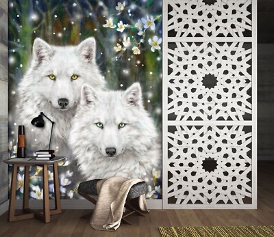 3D White Wolf King A302 Wallpaper Wall Mural Self-adhesive Kayomi Harai Ann