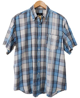 APC 1 A.P.C. Rue De Fleurus Paris France 2 plaid short sleeve button down shirt