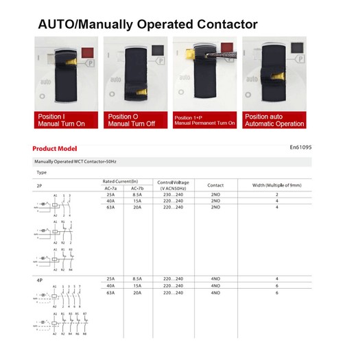 GEYA Modular AC Contactor 2P 16-63A 220V Manual/Automatic Household Contactor - Picture 8 of 12