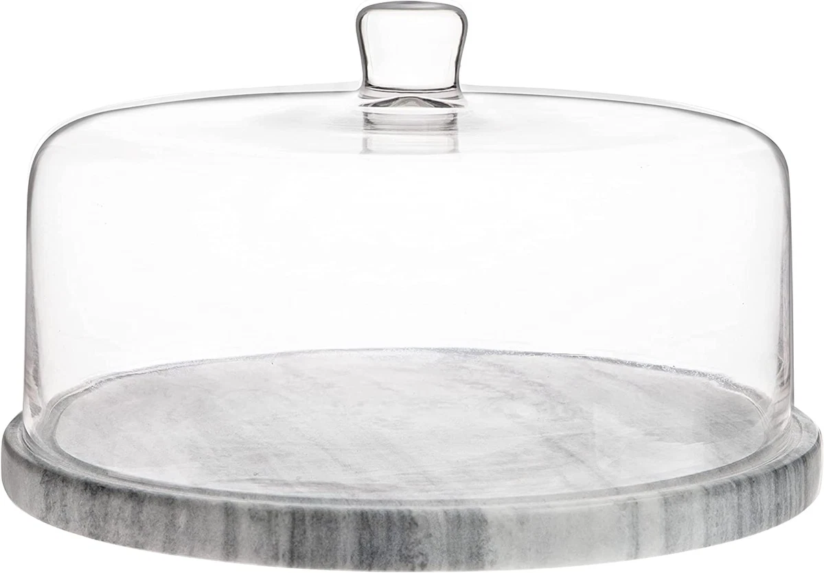 Marble Cake Stand with Dome Cake Plate with Glass Dome Cake Cover