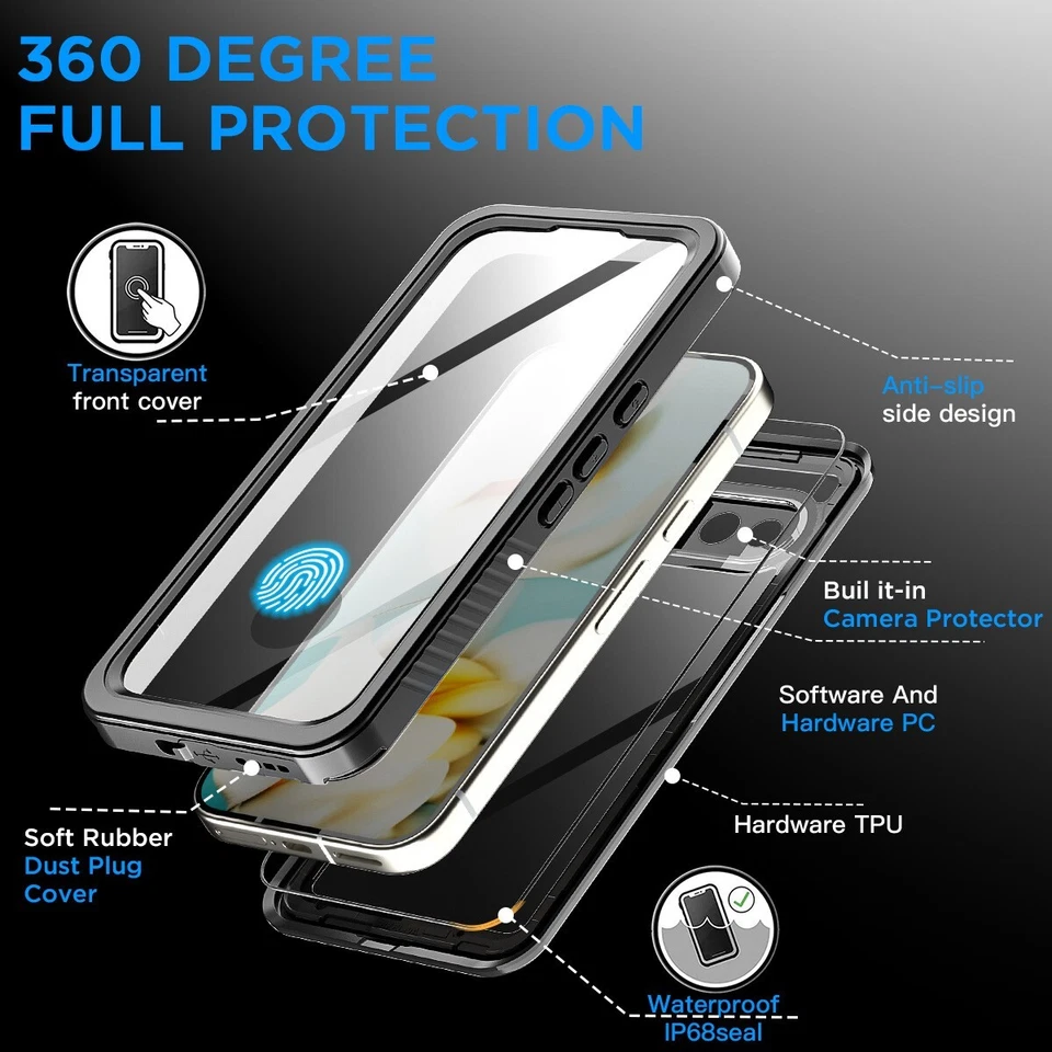 Funda impermeable a prueba de golpes resistente completamente sellada para Google Pixel 9a 6,3" Foto 3 de 4