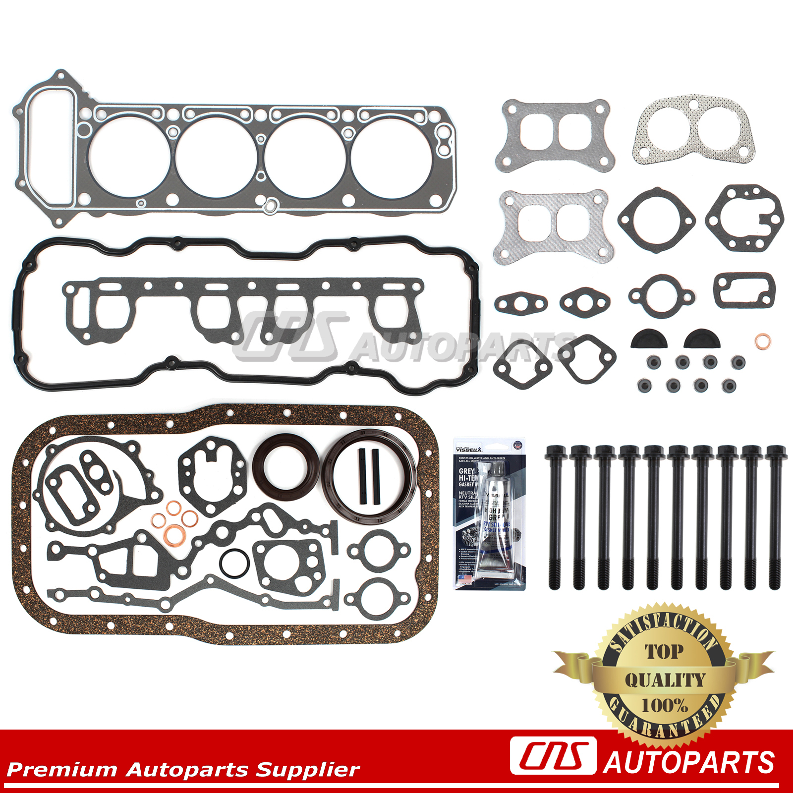 Fits NISSAN 2.4L L4 Z24 FULL GASKET SET W/ HEAD BOLT+GASKET SILICON