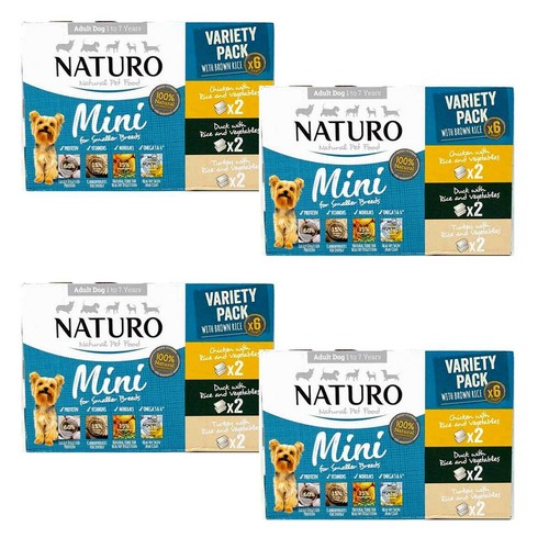 Naturo Adult Mini Variety Pack Wet Dog Food 4 Boxes (6x150g Trays/Box
