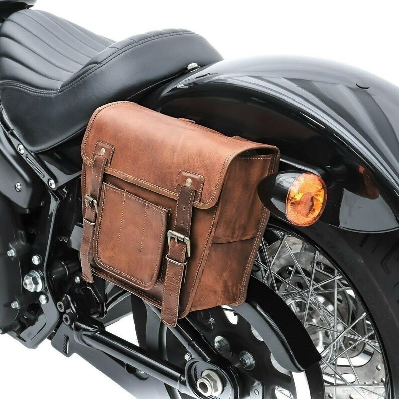 Handmade Leather Saddle Bag Motorcycle Panniers Luggage Tool Set of Pouch  11