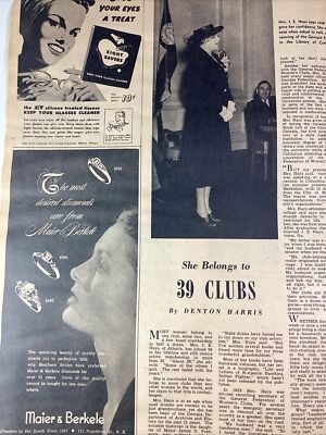 Atlanta GA Print Article 1948 AJC J.E. Hayes Montezuma Maier Berkele Jeweler