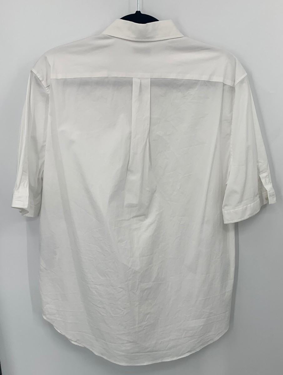 ALEXANDER McQUEEN オーバーサイズ比翼シャツ ホワイト Alexander Mcqueen Mens White Short Sleeve Button Down Shirt sz 17