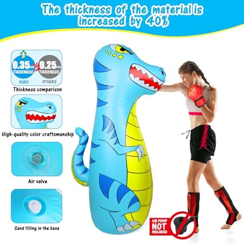 Punching Bag for Kids 47" Inflatable Dinosaur Bop Bag with Thicker