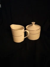 Linens-N-Things "Gold Banded" Creamer And Sugar Bowl Set.                 (157)