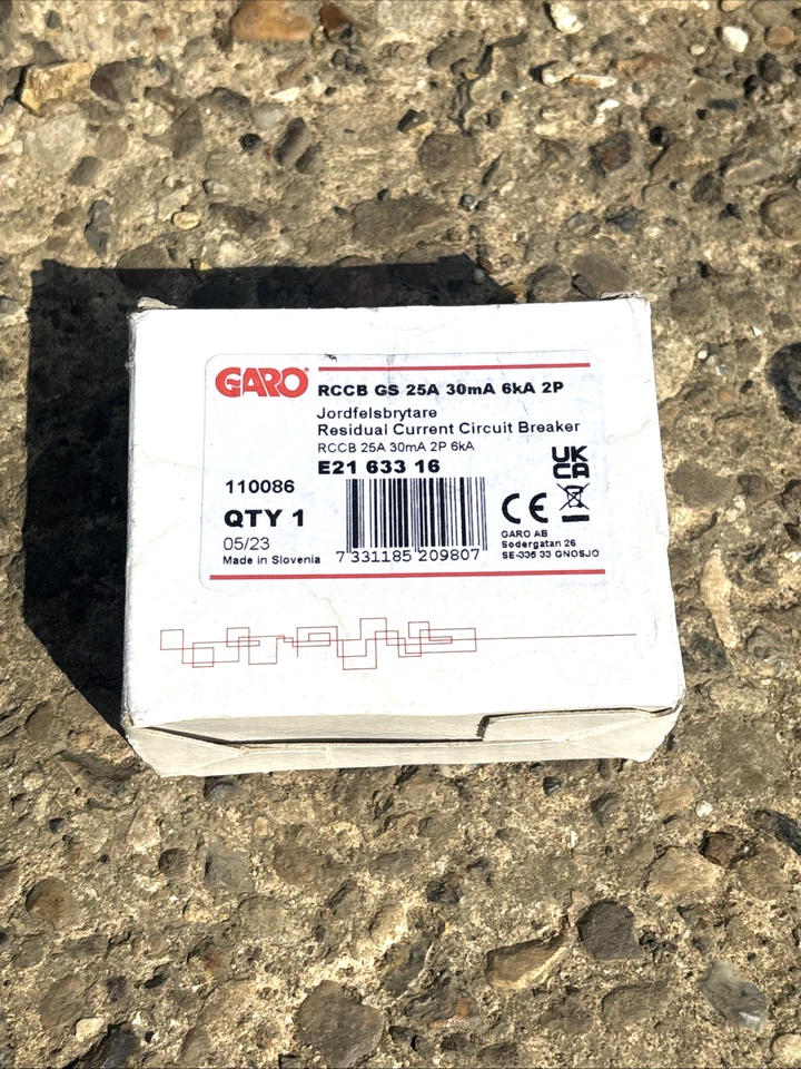Garo 25 Amp RCBO GS B25a 2P ELECTRIC RESIDUAL CURRENT CIRCUIT BREAKER E2163230 C - Image 2 of 4