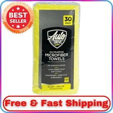 Auto Drive Multipurpose Microfiber Towels, 14" x 14", Multicolor, 30-Pack