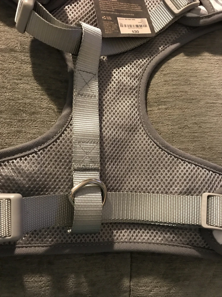 Dog harness "Paw & Tail" Gray/White Stripe M/L 29.5- 37" girth Neck 22.5-28" NWT
