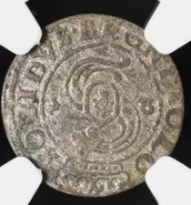 POLAND. King Sigismund III, 1587-1632. Silver Billon Solidus 1S, 1623 AD, NGC XF
