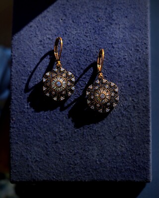 Boucles D'oreilles Art Déco Dormeuses Long Doré Ovale CZ Clair Couleur Tourmaline Vert Jaune Bleu Perle 1920s Vintage Style Mariage - Israel
