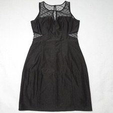 Guess Size 6 Black Sleeveless Back Cutout Polka Dot Mesh Panels Mini Dress