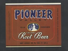 PIONEER OLD FASHION ROOT BEER LABEL { NORTHAMPTON MASS } UNUSED