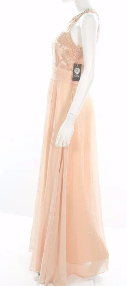 Vince Camuto 197601 Mujer Lentejuelas Encaje Gasa Vestido de Noche Rosa Melocotón Talla 6 Foto 4 de 4