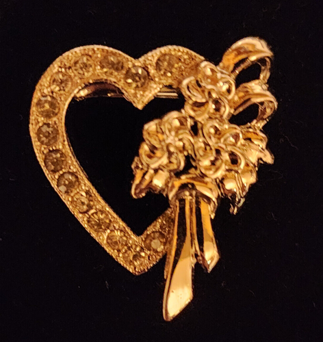 Spilla cuore tono argento strass vintage - Foto 3 di 7
