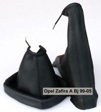 Schaltsack + Handbremsmanschette für Opel Zafira A 100% ECHTES LEDER Schwarz