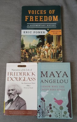 I KNOW WHY THE CAGED BIRD SINGS AND FREDRICK DUGLAS BOOK AND VOICES OF FREEDOM 