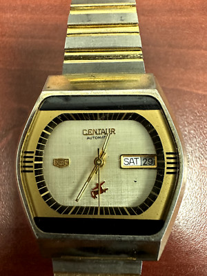 Men's Vintage Centaur Automatic Gold Tone Watch Day/Date Running