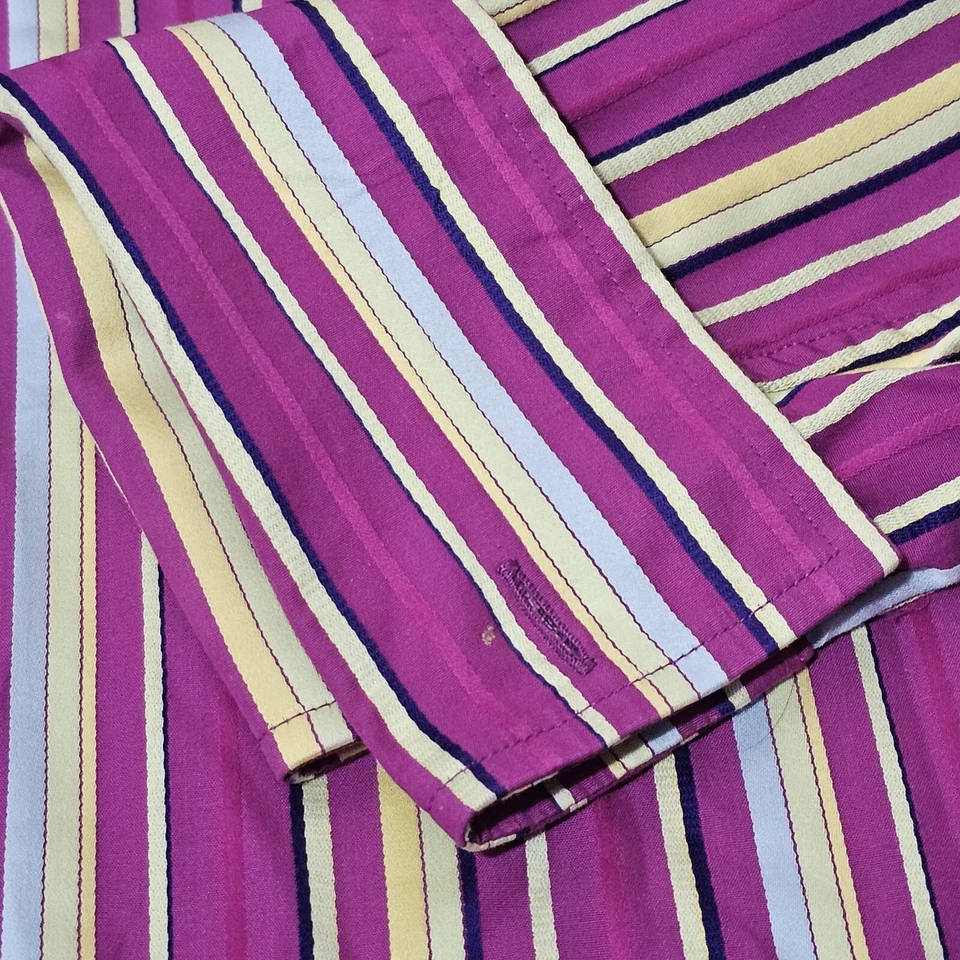 Duchamp Men’s Striped Designer Button Cuff Shirt Regular Size 17” 43cm Italy - Image 4 of 4