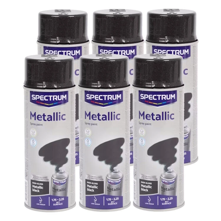 6x Lackspray 400ml Acryl schwarz metallic Sprühlack Autolack