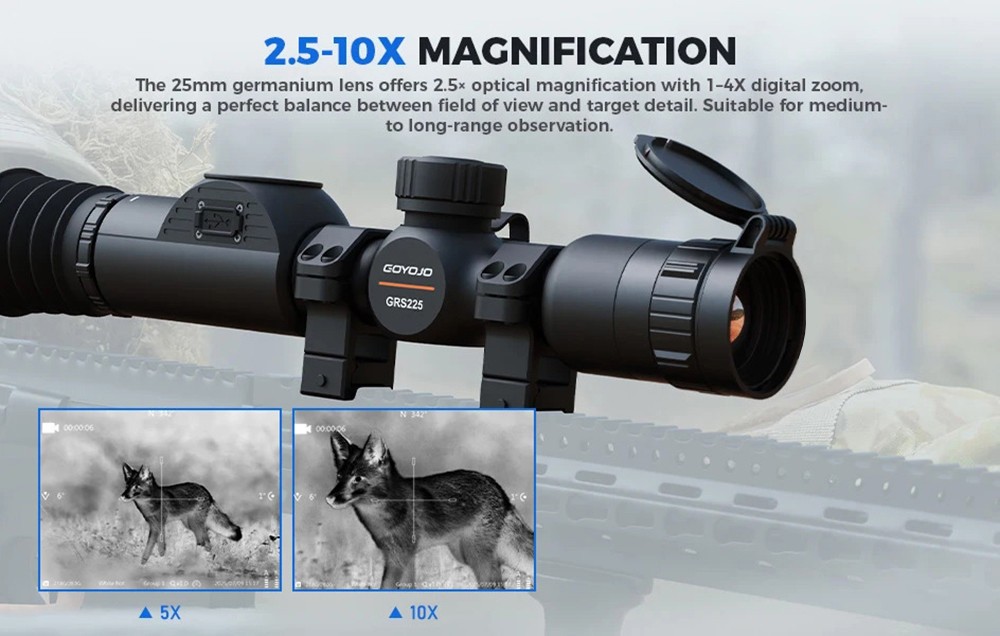 GRS225 Thermal Night Vision Rifle Scope 1x-8x Digital Zoom 25MM