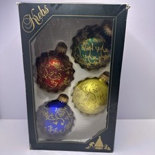 Christmas Krebs Distinctive Glass Ornaments 4 Pack
