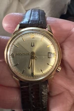 Vtg 14k gold filled Bulova Accutron Watch M9 Day Date Window Tuning Fork H86398