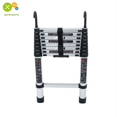 8.5 FT Telescoping Extension Ladder Aluminum W/ Non-Slip Feet & Stable Hook