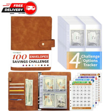 Budget Binder With 100 Envelopes, A5 Money Saving Tracker Planner, Brown