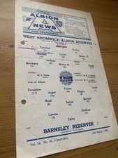 16/3/1963  WBA West Brom reserves v Barnsley reserves Central League