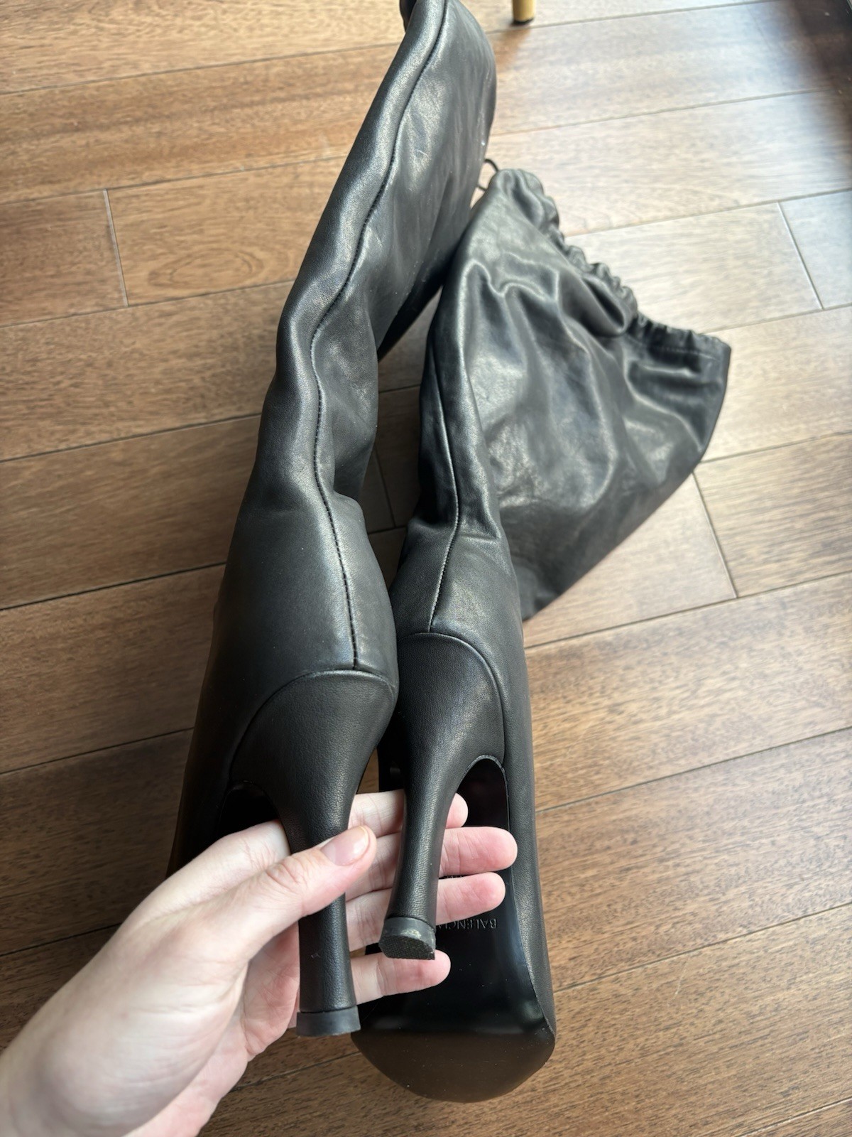 Balenciaga Women's Black Falcon Boots 105mm Leather Knee Boots EUR 39 US 9 thumbnail 8