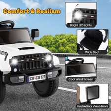 GAINOOM 12V Kids Ride on Car Battery Powered Electric Jeep w/ Soft Start White