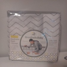 Breathable Baby Mesh Crib Liner Gray Waves