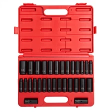 Sunex 5153DD 1/2" Drive 29 Piece SAE & Metric Deep Impact Socket Set