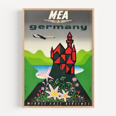 Germany - Middle East Airlines Retro Travel Poster