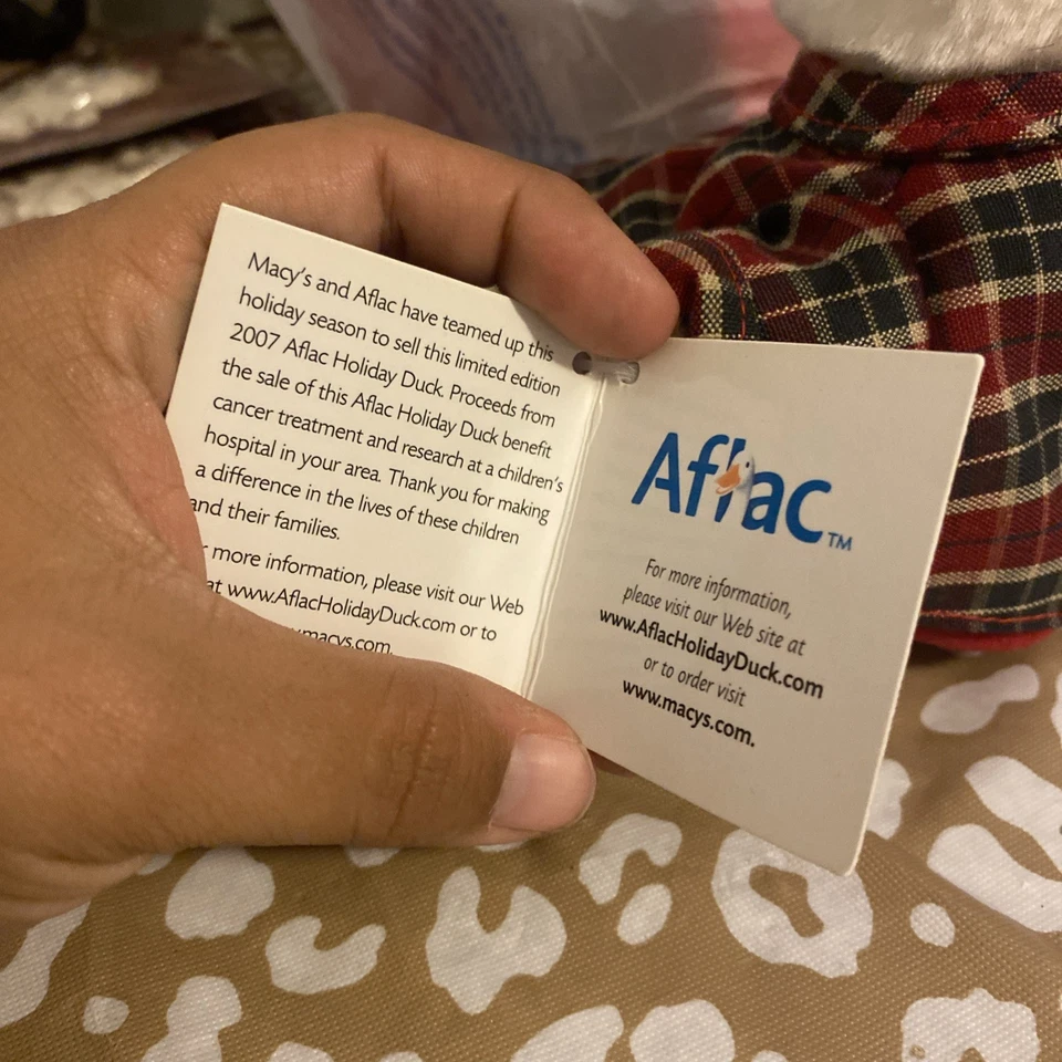 2007 Macy Aflac Duck 会说话毛绒假日格子 Jammies 帽子蜡烛标签 6 — 第 4/4 张图片