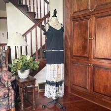 North Shore One Size Tie Dye Boho Chic Sundress Coverup Grey White Beachy