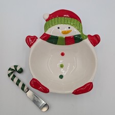 Cracker Barrel Merry Merry Snowman Bowl Spreader Christmas Serveware Box