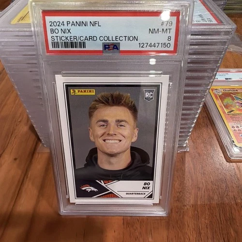 2024 Panini Sticker/ Card  Collection #79 Bo Nix Rookie PSA 8