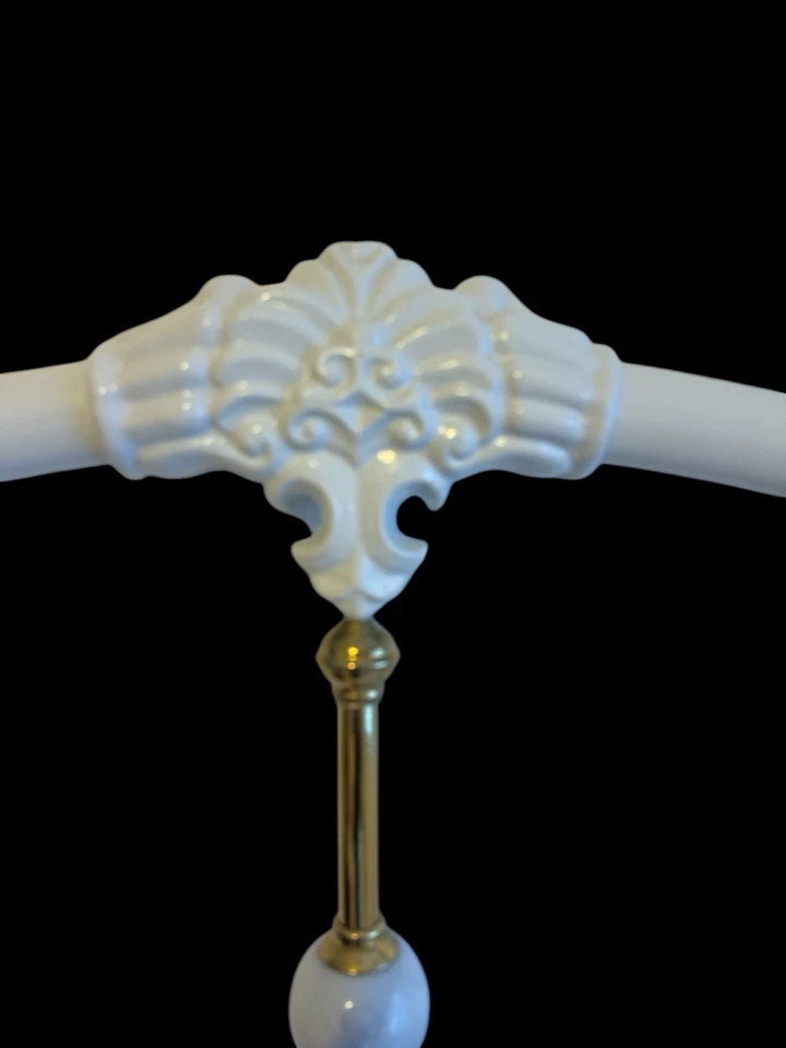 Vintage French Cottage HEAVY Cast Iron Enamel Brass & Marble King Bed - Image 3 of 4