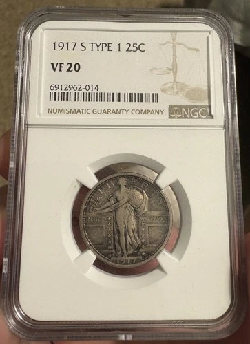 1917-S Standing Liberty Quarter Type 1 - NGC VF20