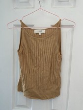 Tan Ribbed Knit Tank Top In a Size Small
