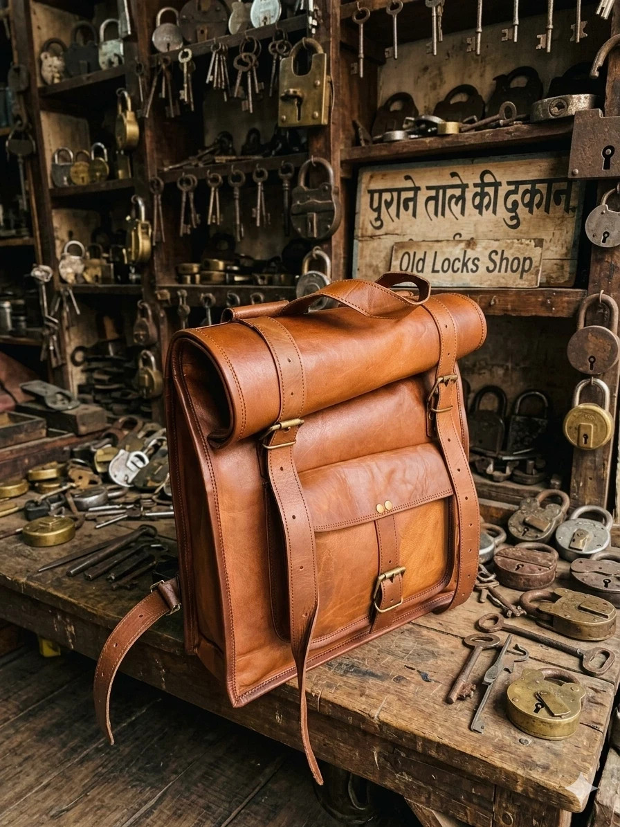 Mochila Morral De Cuero De Cabra Vintage Laptop Marrón Piel Genuina Nueva
