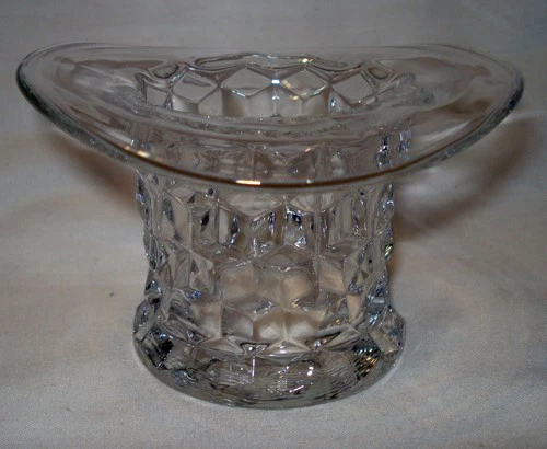 Vintage Fostoria American Crystal Clear Glass Cube 3 ¾ Hat Vase Toothpick Holder