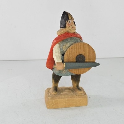 Hand-Carved Henning Viking Warrior Figure Norway Sword Shield